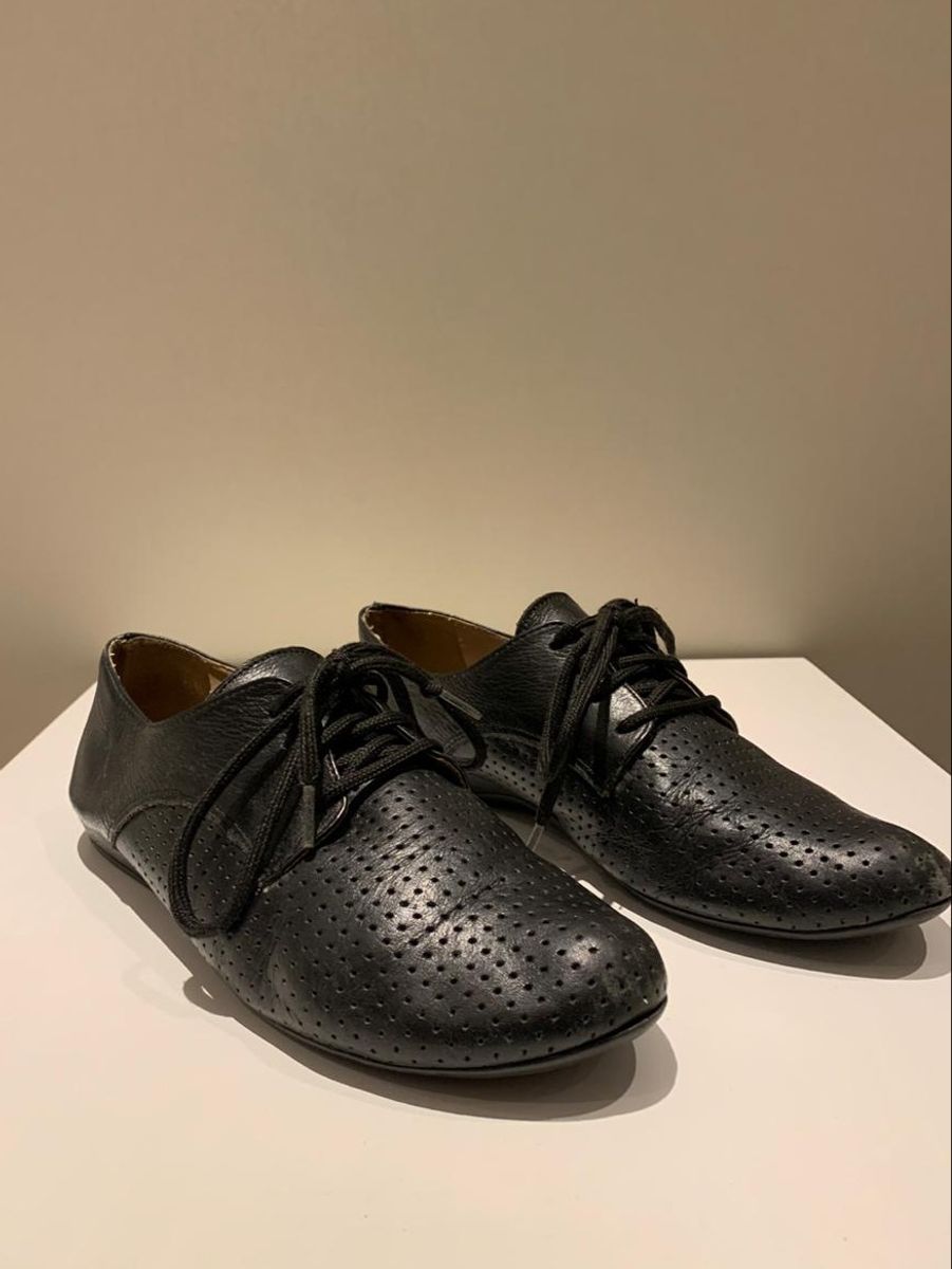 sapato oxford feminino preto couro