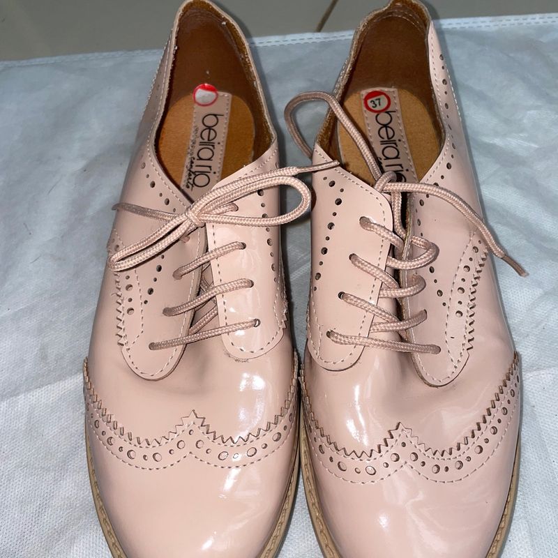 Sapato Oxford Rosê Nude em Verniz, Sapato Feminino Beira Rio Usado  86062558