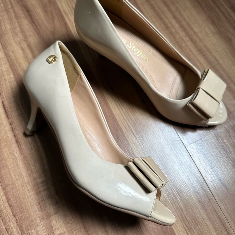 Sapato Peep Toe Bege Carmem Stefans 33 Novo Sapato Feminino
