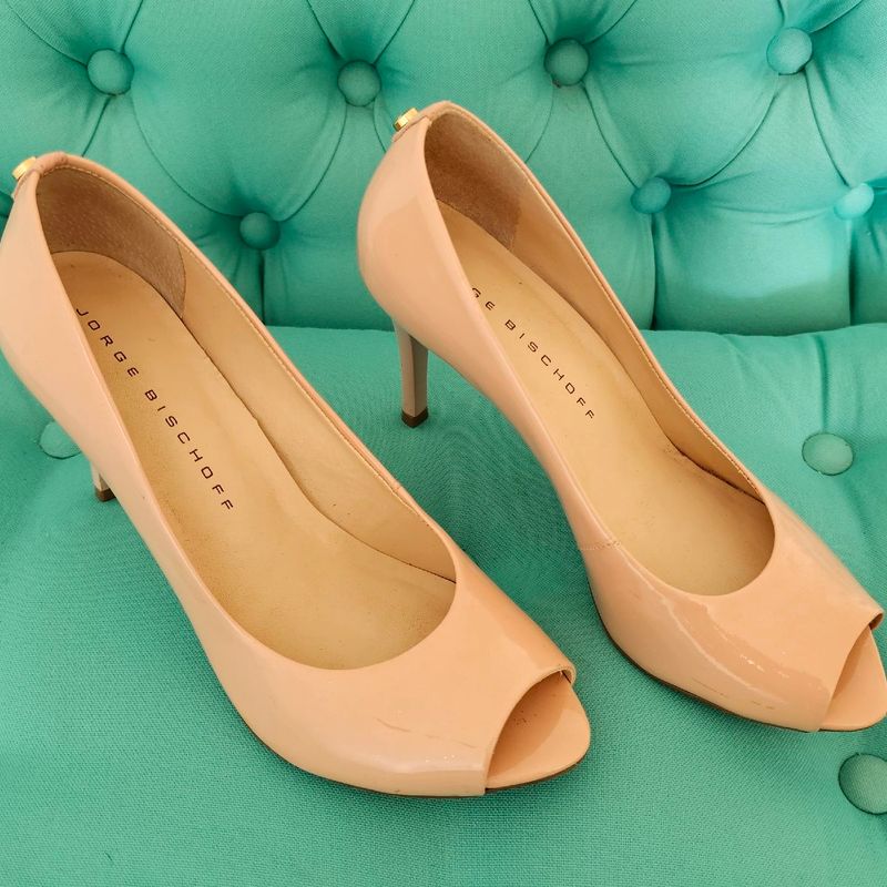Sapato Peep Toe Jorge Bischoff Rosa Nude Tamanho 35 Jorge