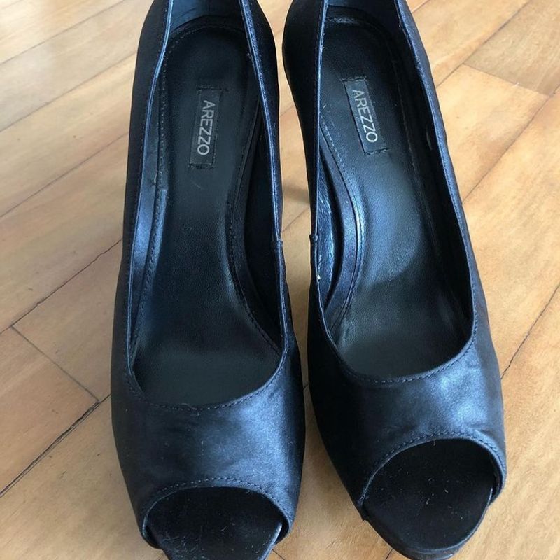 Sapato Peep Toe Preto Cetim Arezzo Sapato Feminino Arezzo Usado 55136413 enjoei