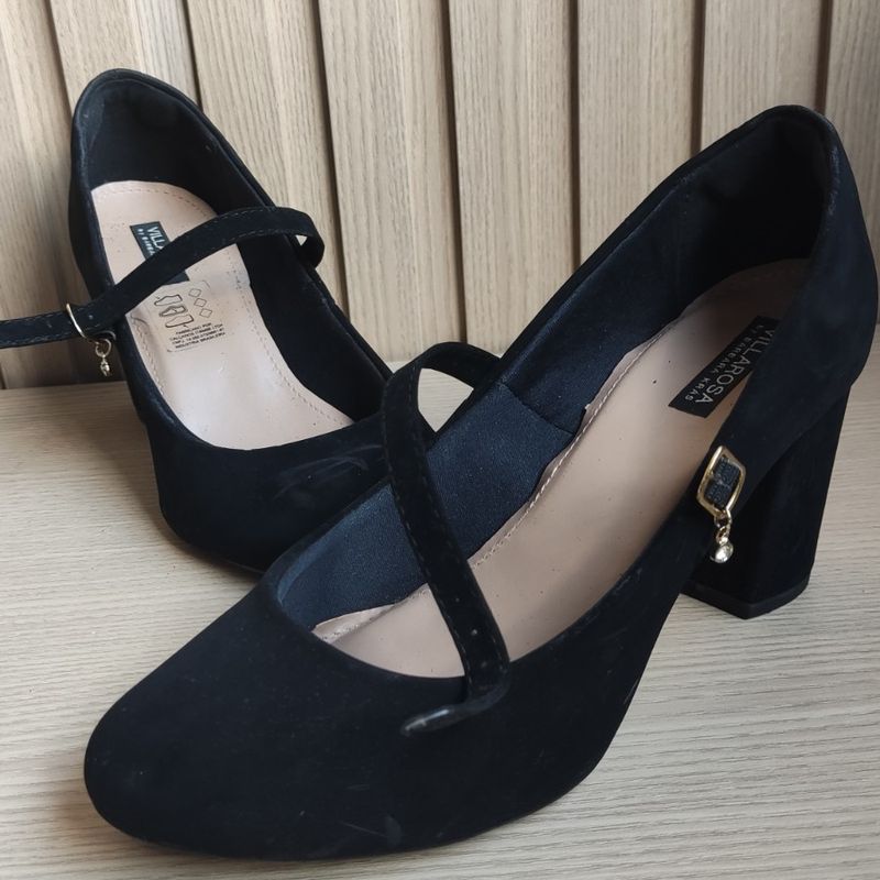 Sapato preto sales camurça feminino