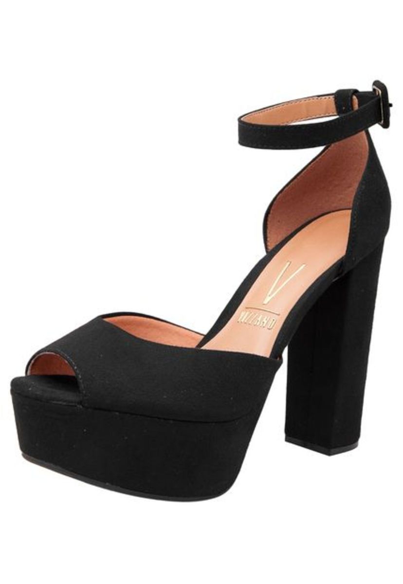 sapato preto feminino vizzano