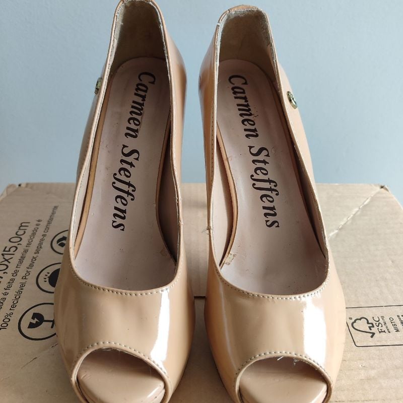 Sapato Peep Carmen Steffens Peep Toe Sapato Salto Alto Peep Toe