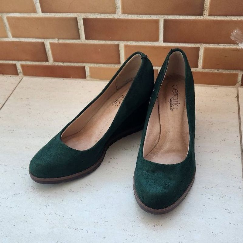 Sapato anabela hot sale verde