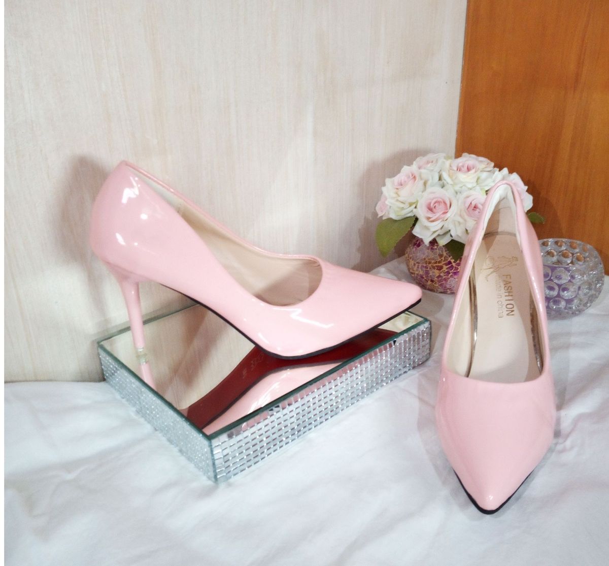 sapato scarpin rosa bebe