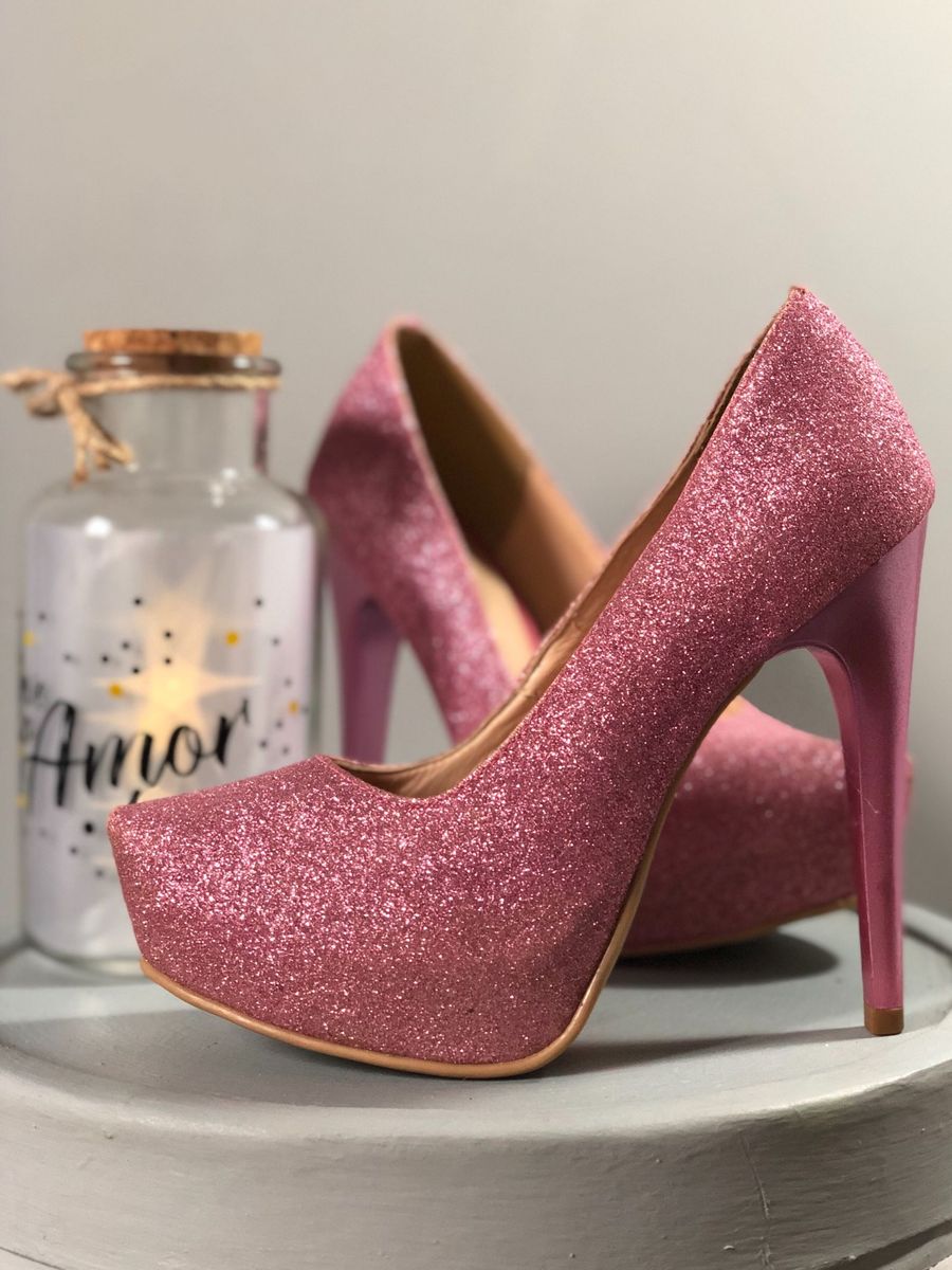scarpin glitter rosa