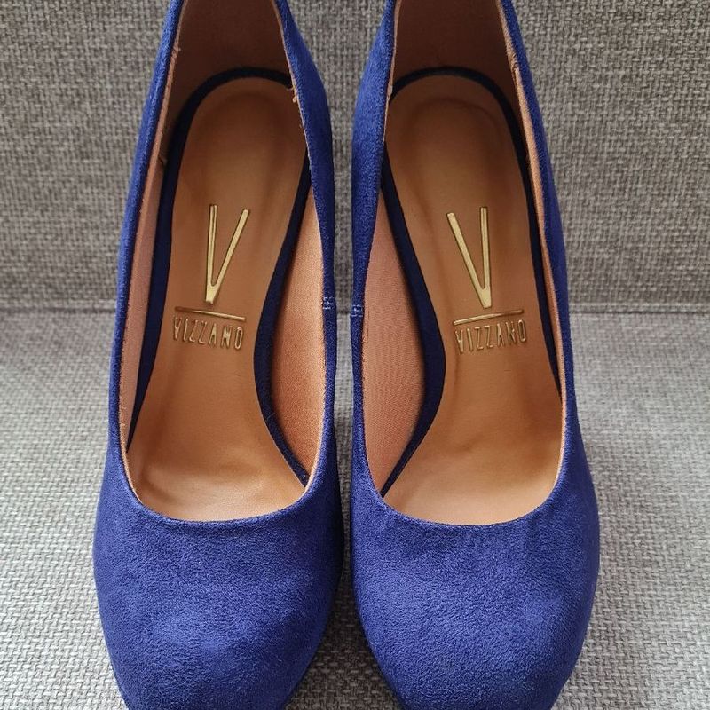 Scarpin meia pata store azul