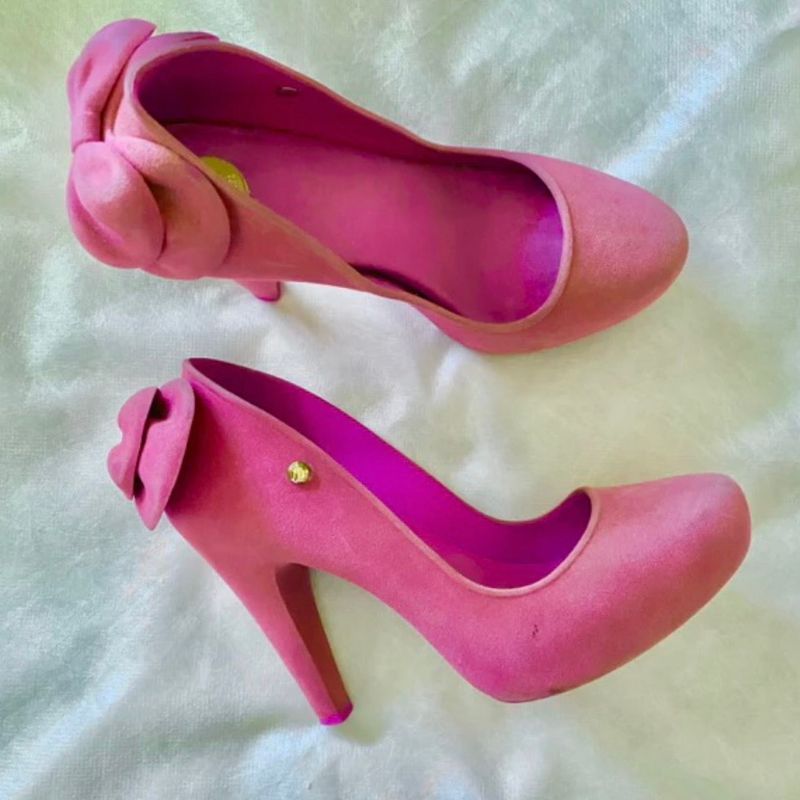 Sapato Scarpin Melissa Rosa Pink com Laço Na Parte de trás Número