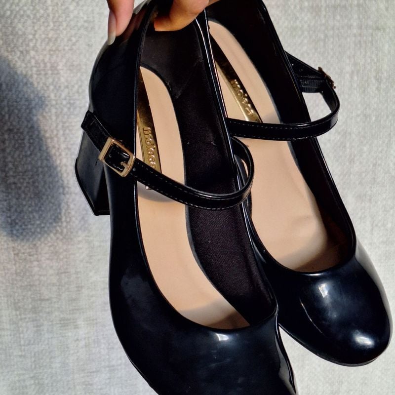 Sapato Social Salto Quadrado Baixo, Preto Numeração 36 Sapato