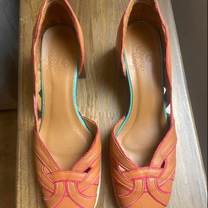 Sapato Todo de Couro Laranja Lima Sapato Feminino Laranja Lima