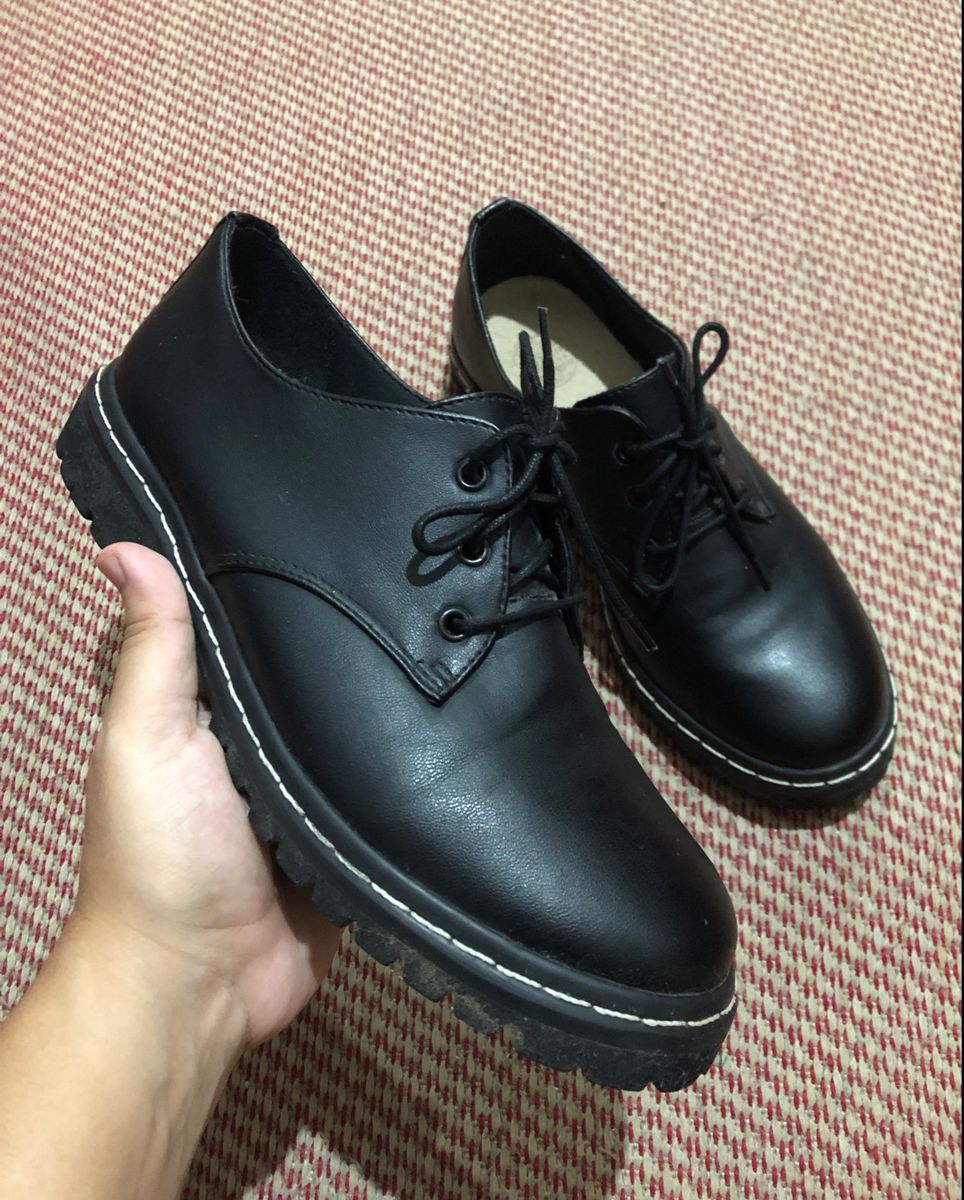 Sapato Preto Vegano Oxford Tratorado Vegan Sapato Feminino