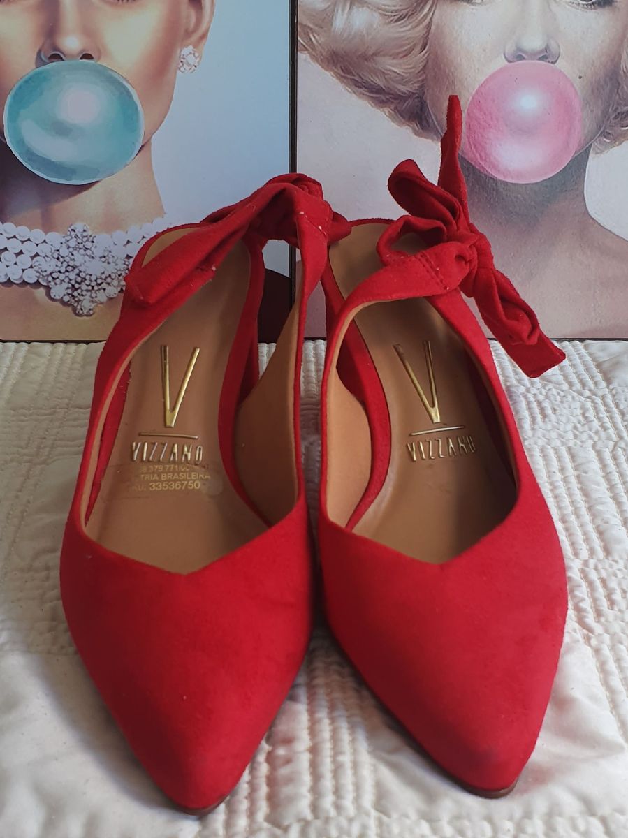 sapato feminino vermelho salto medio