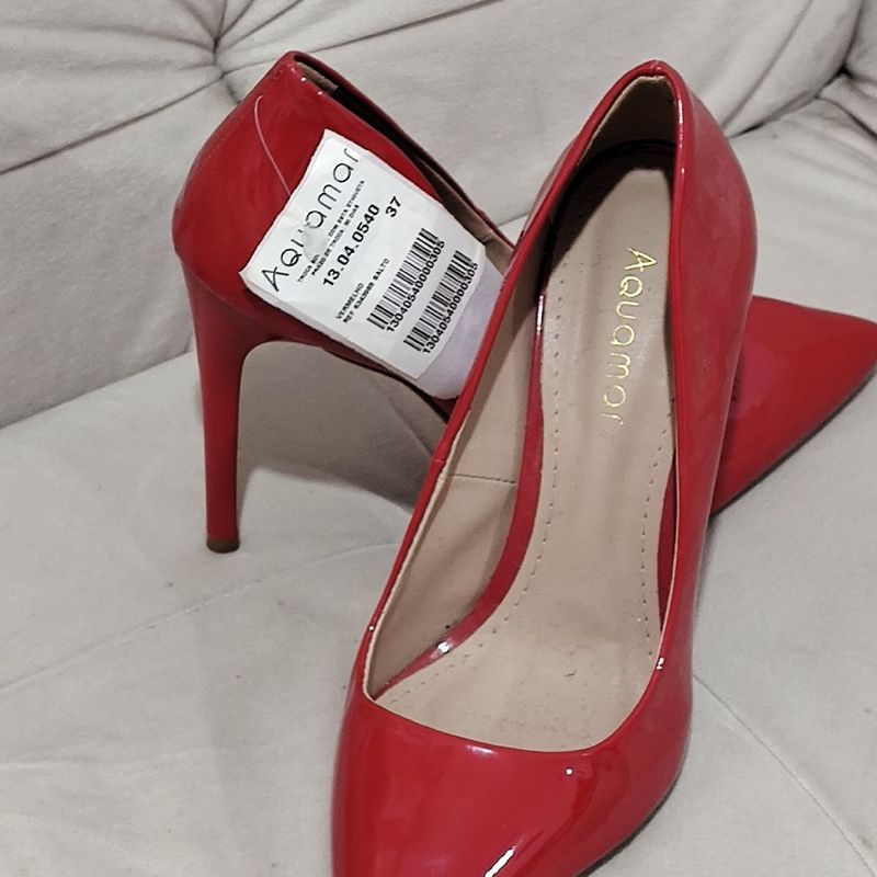 Scarpan Vermelho Verniz 37 Sapato Feminino Aquamar Nunca Usado