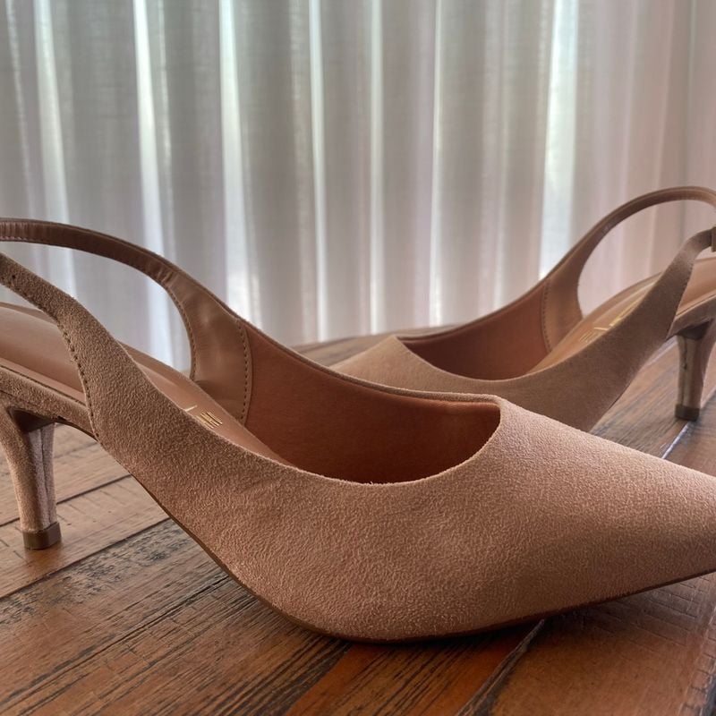 Scarpin Aberto Atrás Vizzano Camurça Bege Tam 39 Vizzano Usado