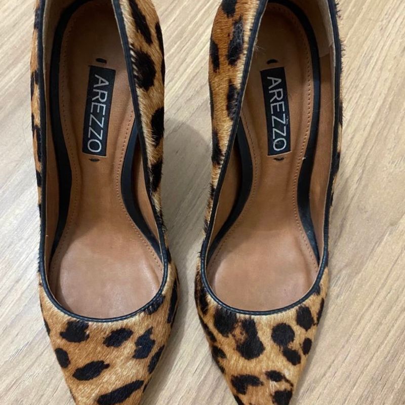 Shoe Sapato Oncinha Arezzo Scarpin Arezzo Animal Print/ Oncinha