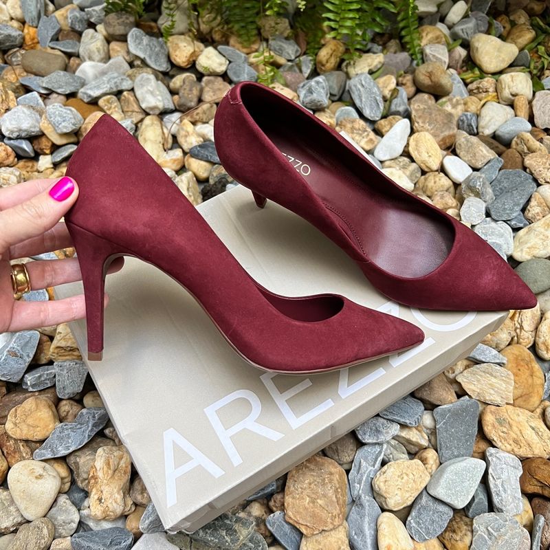 Scarpin Arezzo Cherry Red Marsala Bordo Vermelho Inverno 2024