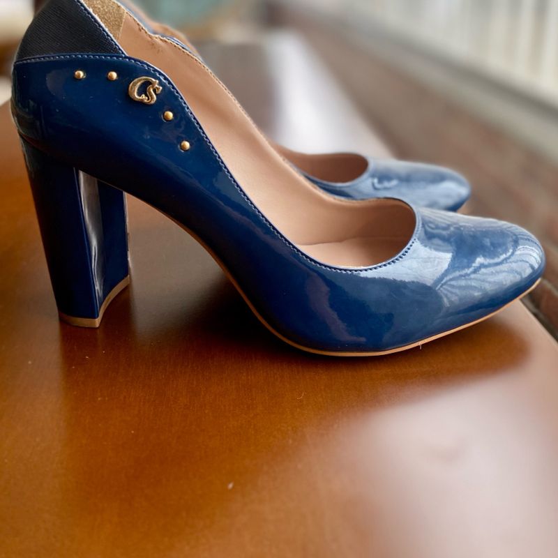 Scarpin best sale azul verniz