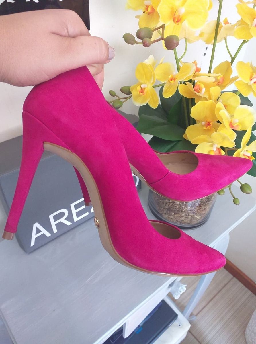 scarpin rosa camurça