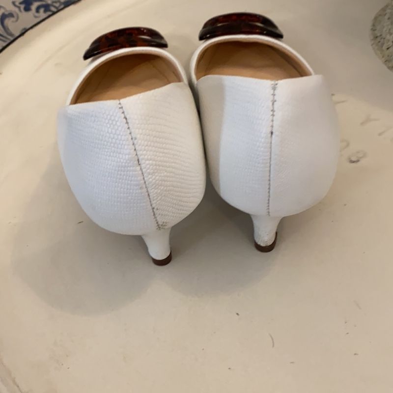 Scarpin Branco Couro Sapato Feminino Constance Nunca Usado