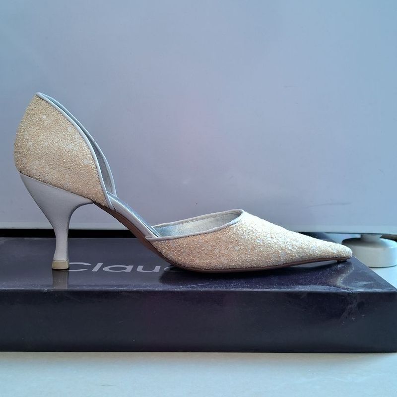 Scarpin branco hot sale com glitter