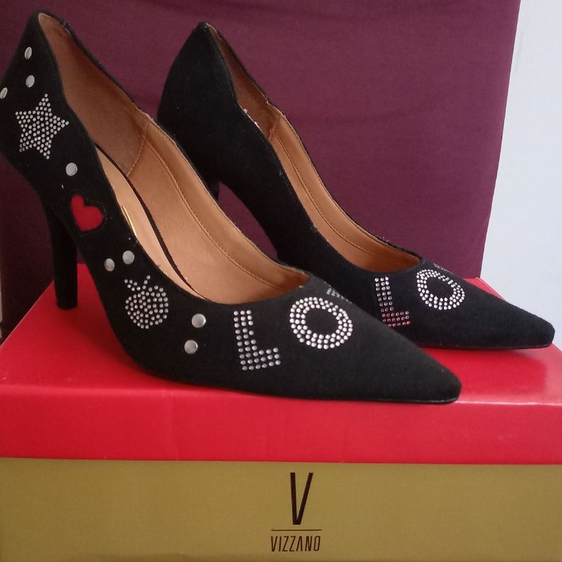 Sapato vizzano best sale scarpin camurça preto