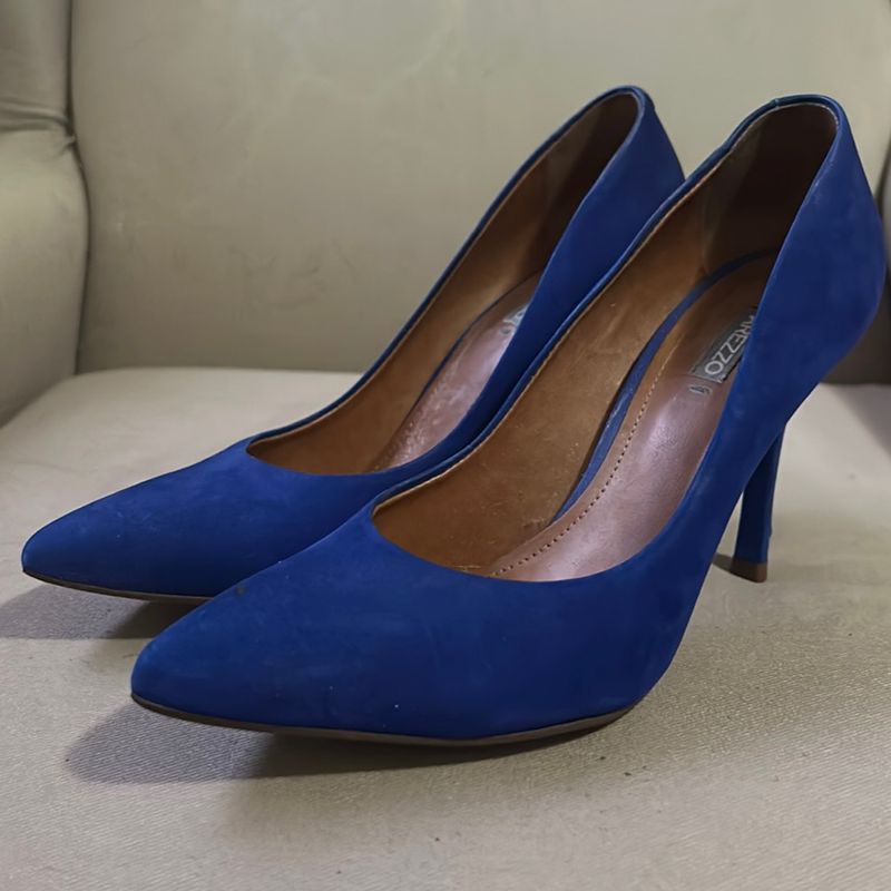 Scarpin de Nobuck Azul Bic Arezzo Sapato Feminino Arezzo Usado 80278522 enjoei