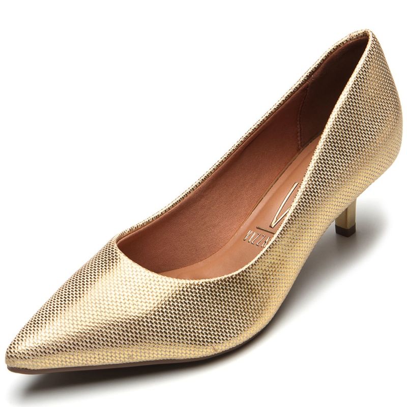 Scarpin salto best sale baixo dourado