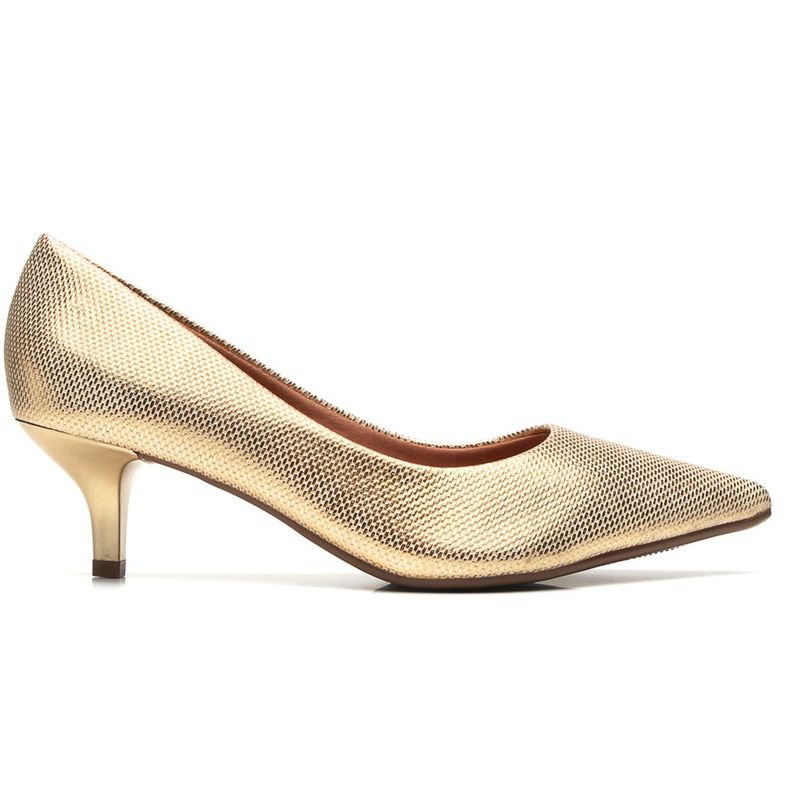 Sapato dourado salto store baixo