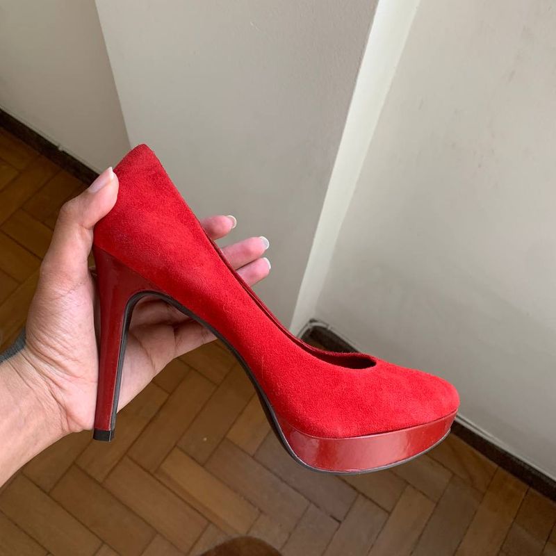 Scarpin Meia Pata Vermelho Arezzo Sapato Feminino Arezzo Usado