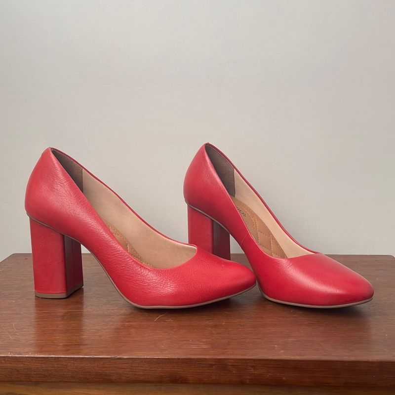 Scarpin Salto Bloco Scarpin Couro Loucos E Santos Scarpin Salto