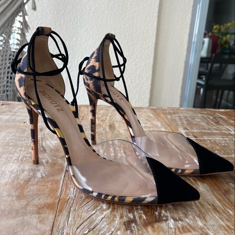 Sapato Schutz Sapatos Vinil Scarpin Branco Sapato Bico Fino