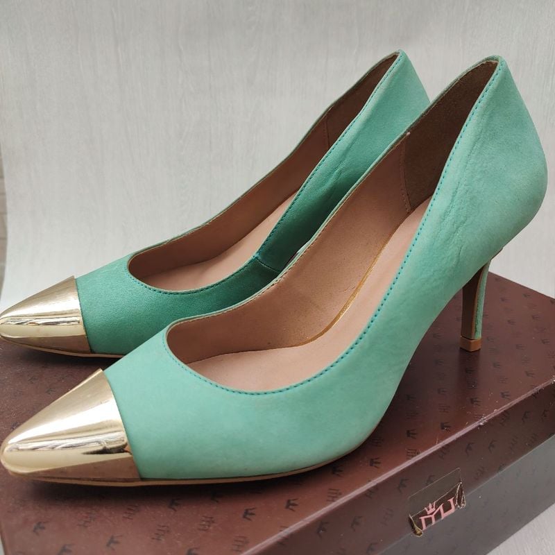 Scarpin shops verde agua