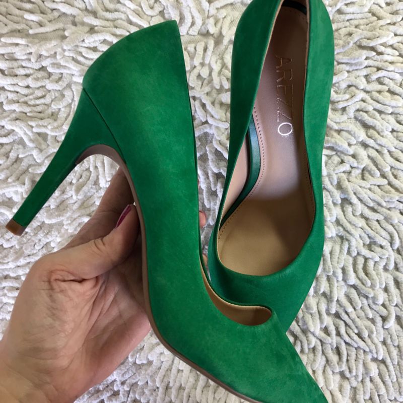 Scarpin Verde Bandeira Nobuck Arezzo Sapato Feminino Arezzo Nunca Usado 37193700 enjoei