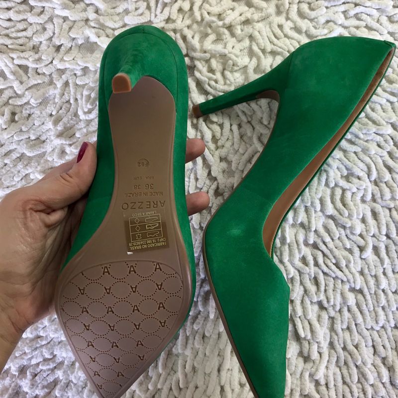 Scarpin Verde Bandeira Nobuck Arezzo Sapato Feminino Arezzo Nunca Usado 37193700 enjoei