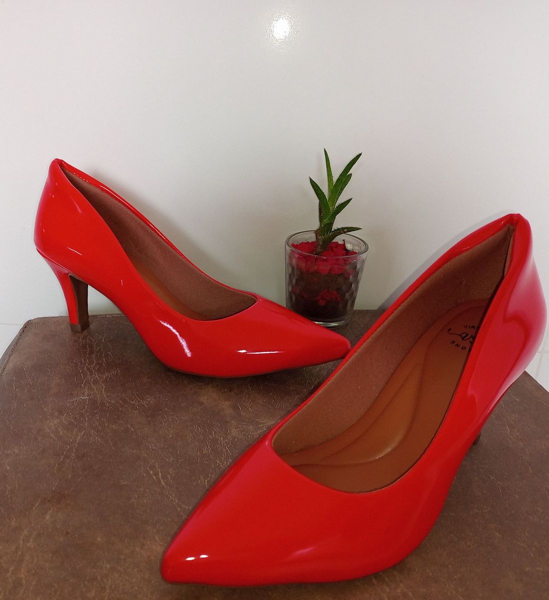 Scarpin Vermelho de Verniz Sapato Feminino Virtuosa Shoes Nunca
