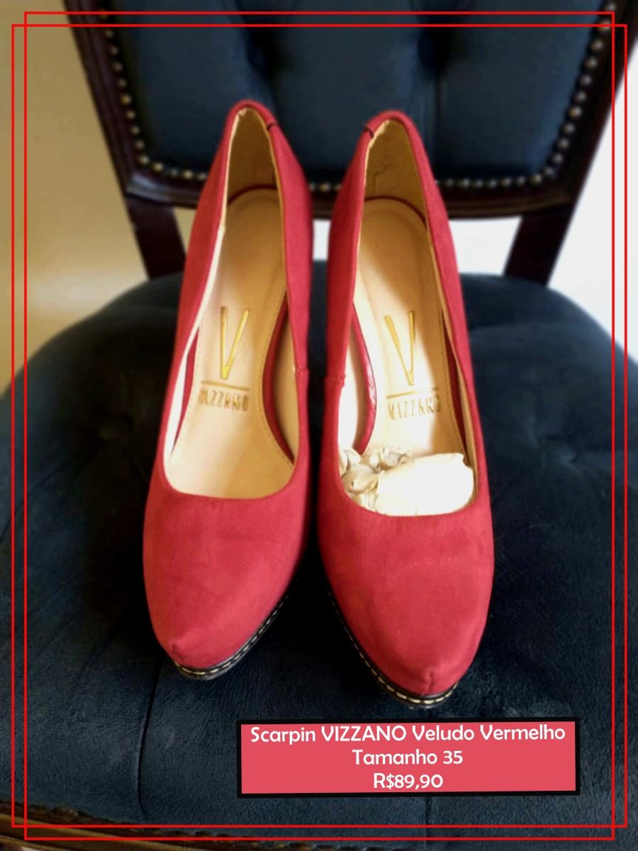scarpin veludo vizzano