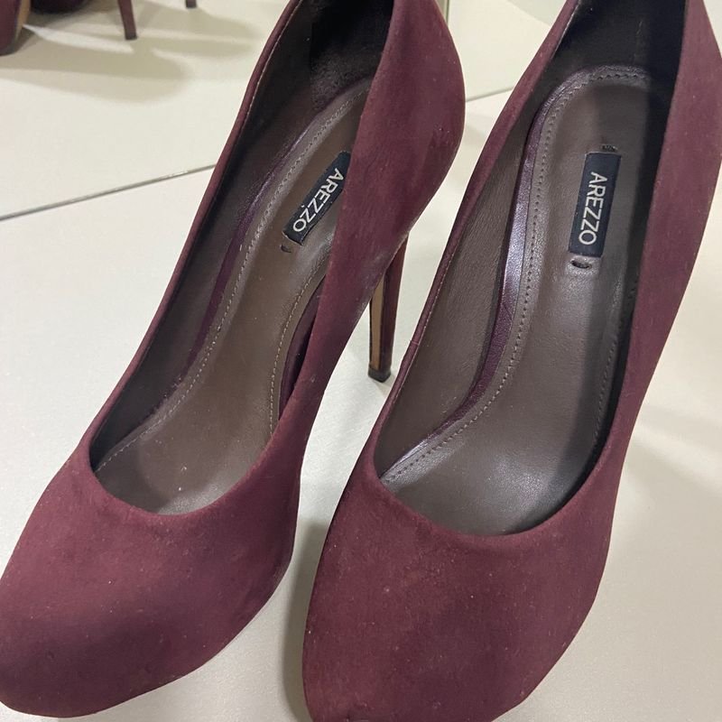 Scarpin Vinho Veludo Arezzo Sapato Feminino Arezzo Usado