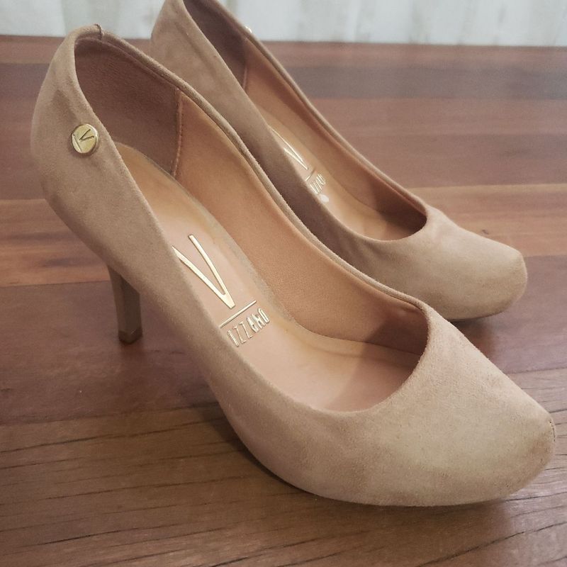 Scarpin Vizzano Salto Alto Bege Fechado Sapato Feminino Scarpin