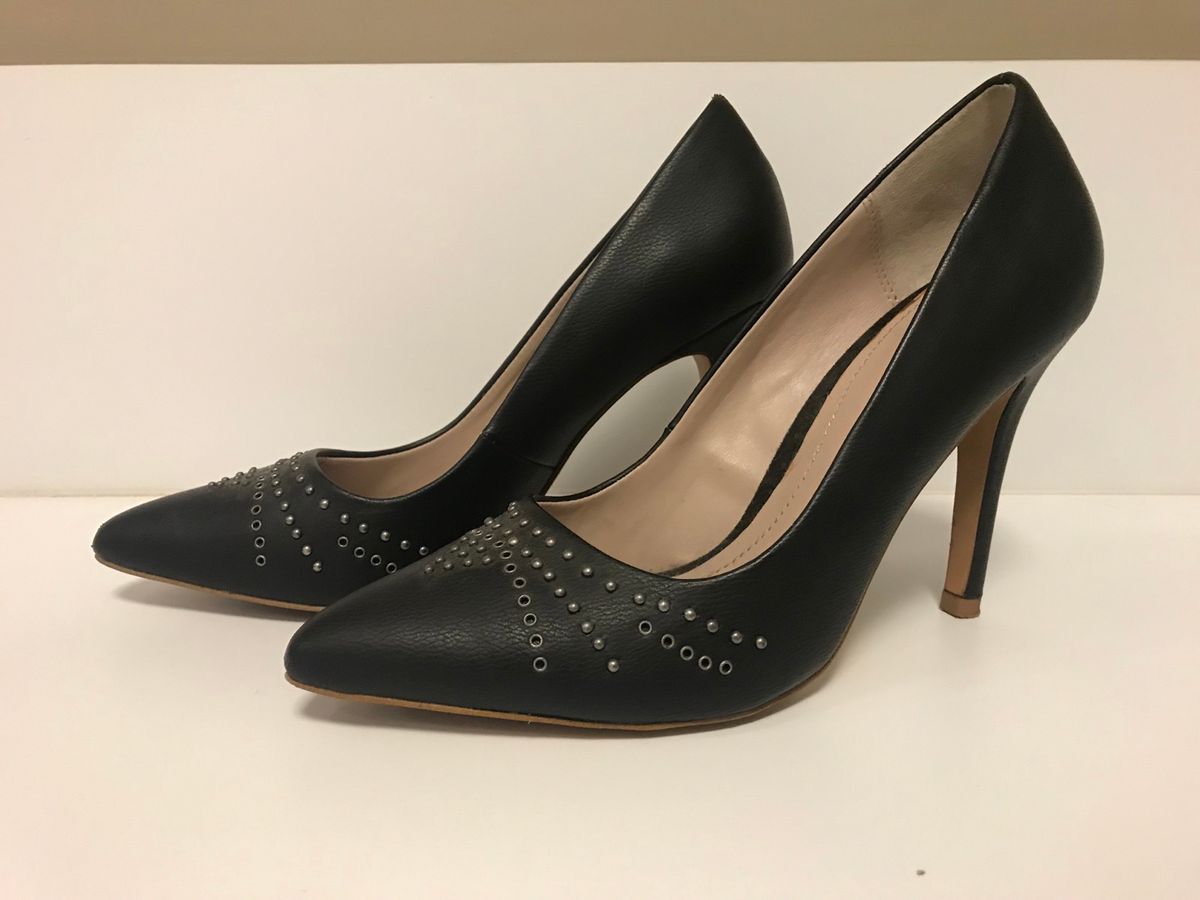 Scarpin Zara Preto Tachas, Sapato Feminino Zara Usado 88589508