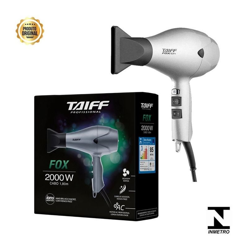 Secador de cabelo Taiff Diamante Fox Íon S prata 220V