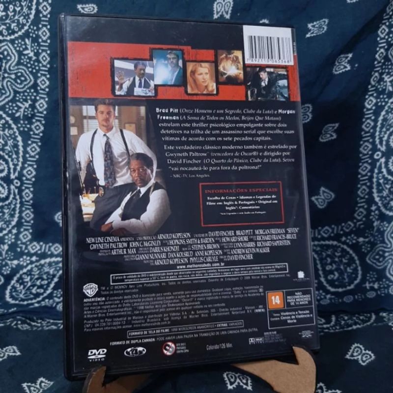 Seven Os Sete Pecados Capitais Dvd Brad Pitt Morgan Freeman David Fincher, Filme e Série Warner Bros Usado 64016388