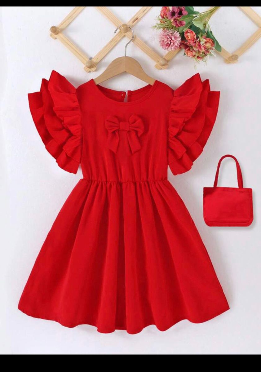 Shein Kids Sunshne Plissado em Camadas Nó Na Frente Simples Fofo Vestido  Infantil para Menina, Item Infantil Shein Nunca Usado 92894883