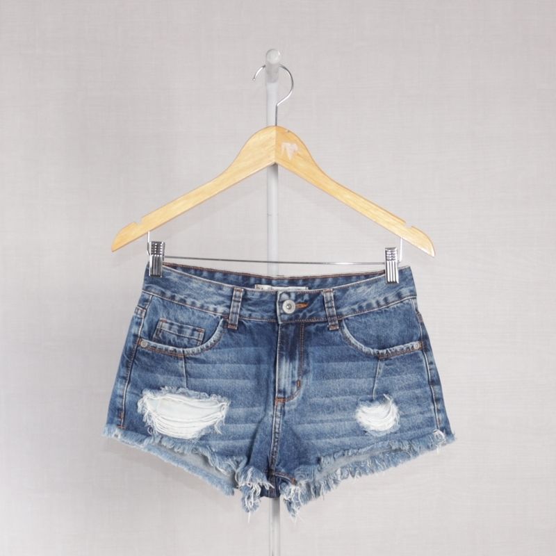 Shorts Tecido Tipo Jeans | Shorts Feminino Cea Usado 96449746 | enjoei