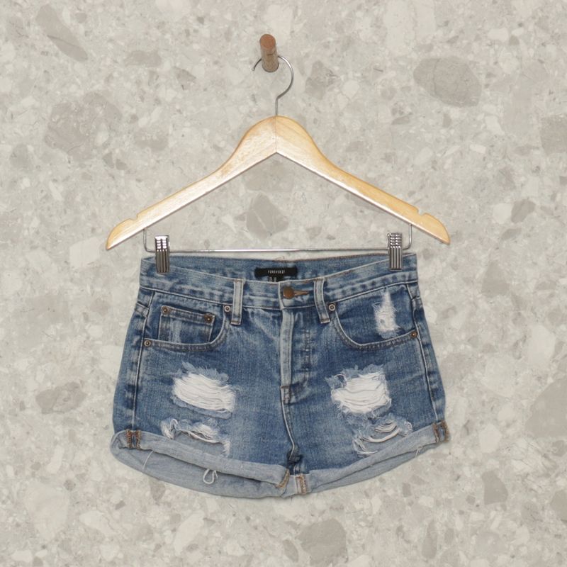 Short Azul Jeans Forever 21 Shorts Feminino Forever 21 Usado