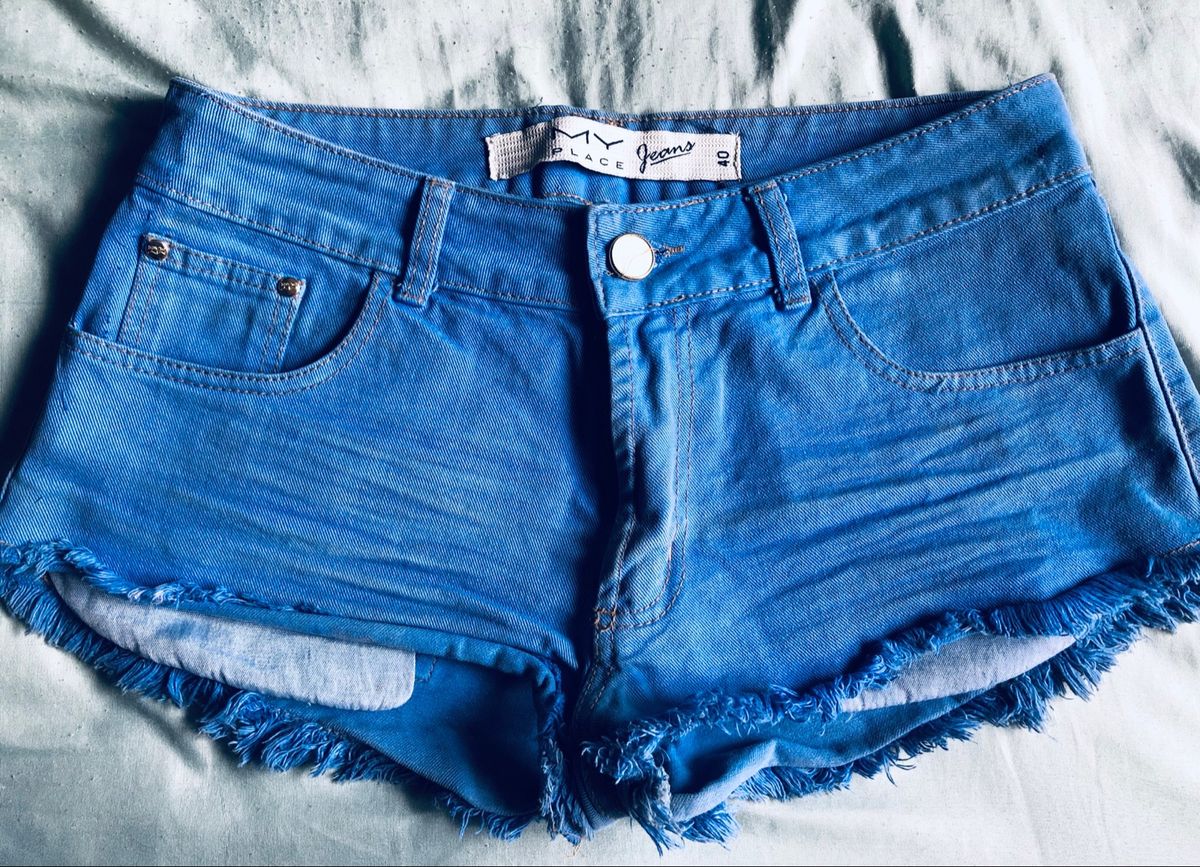 short azul jeans