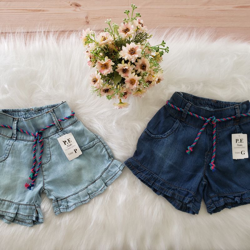 Short jeans hot sale com babado