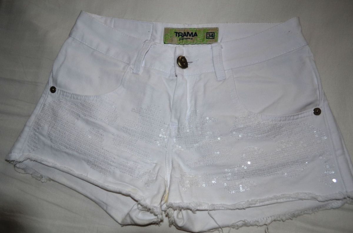 shorts branco jeans