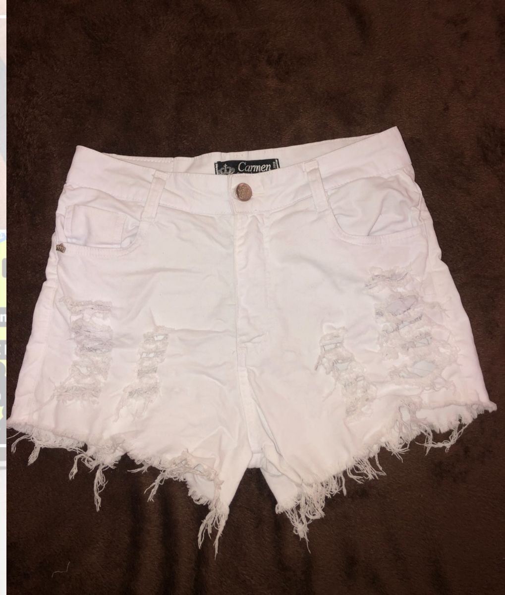 shorts branco desfiado