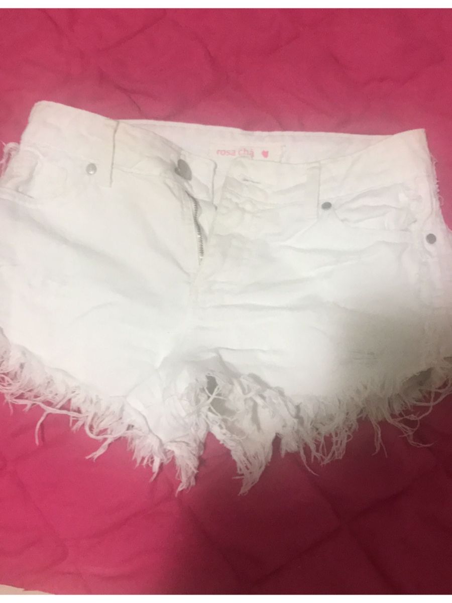 shorts branco desfiado